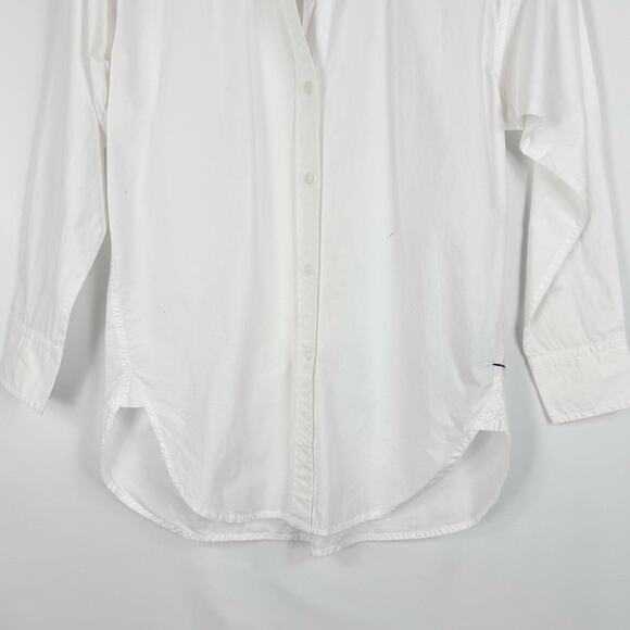 J Crew Shirt Womens 00 White Relaxed Fit Washed Cotton Poplin Long Sleeve - Picture 5 of 15